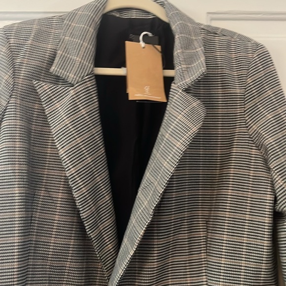 Rachel Zoe Plaid Herringbone Double Breasted Blazer Size Large NWT Minimalist - Picture 3 of 3